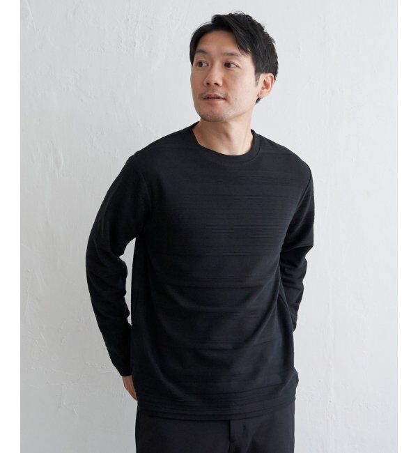 IKKA LOUNGE「ランダムリップルボーダーロンT」|Tシャツ・カットソー|ブラック