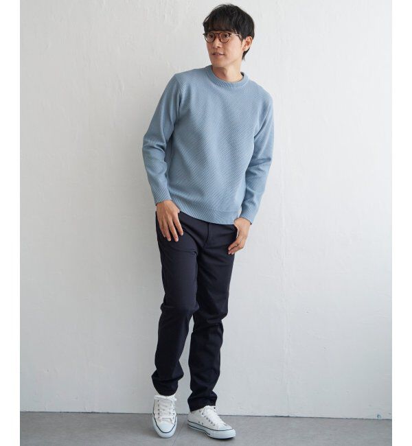 ikka「GOKU楽ニット鹿の子クルーネック」|プルオーバー|