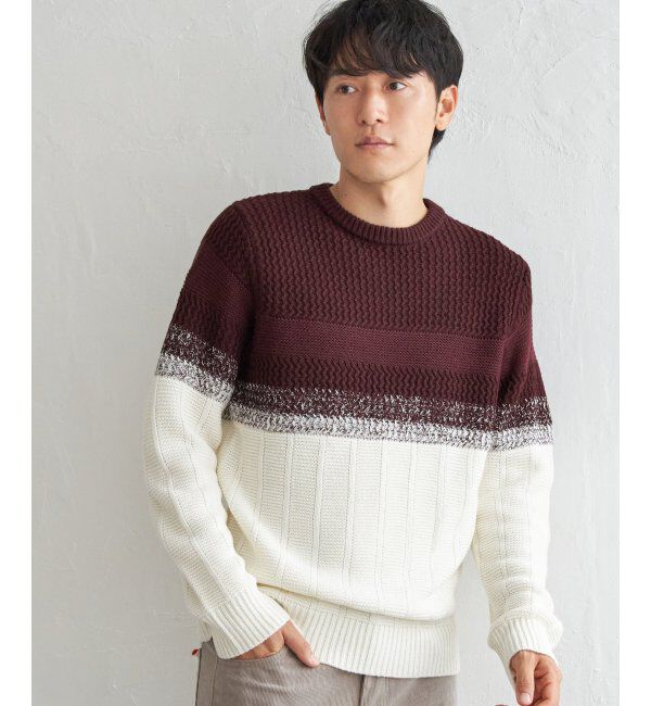 ikka「バイカラーグラデーションニット」|プルオーバー|