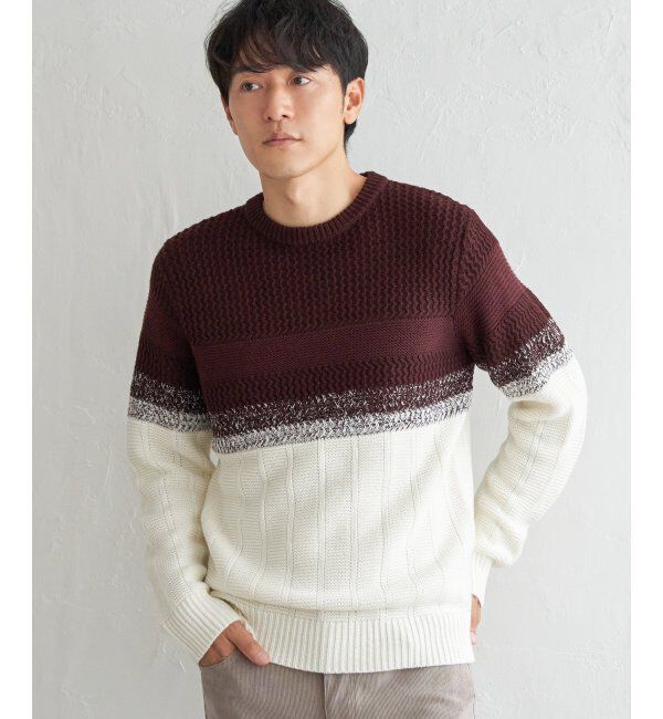 ikka「バイカラーグラデーションニット」|プルオーバー|