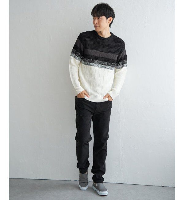 ikka「バイカラーグラデーションニット」|プルオーバー|