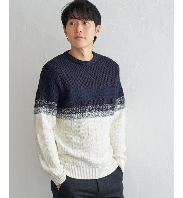 ikka「バイカラーグラデーションニット」|プルオーバー|