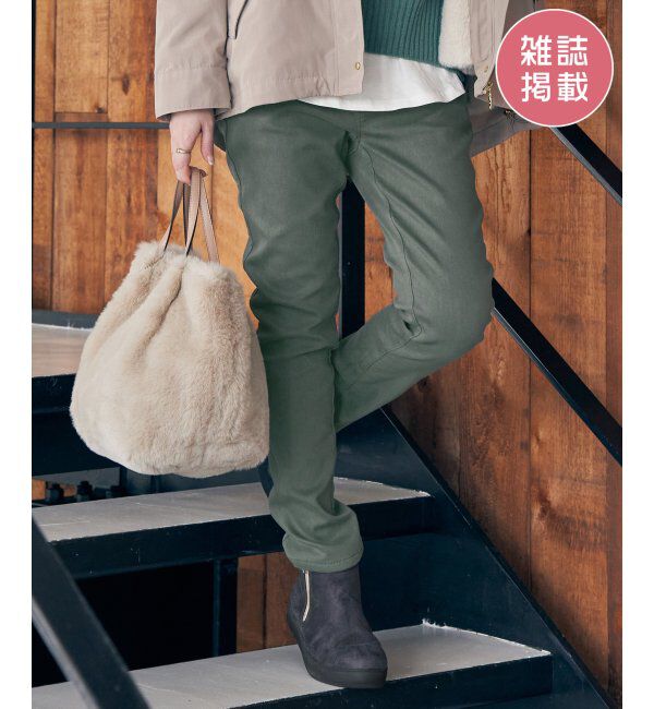 ikka「ボンディングスキニーパンツ」|その他|グリーン