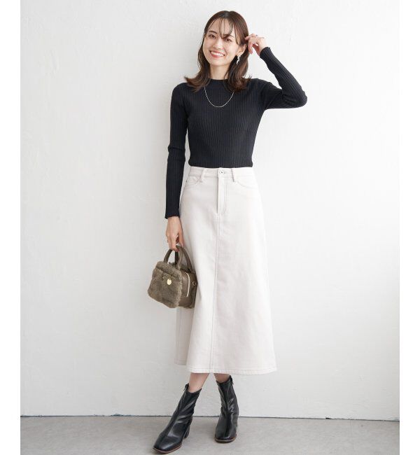 ikka「ボンディングロングスカート」|スカート|