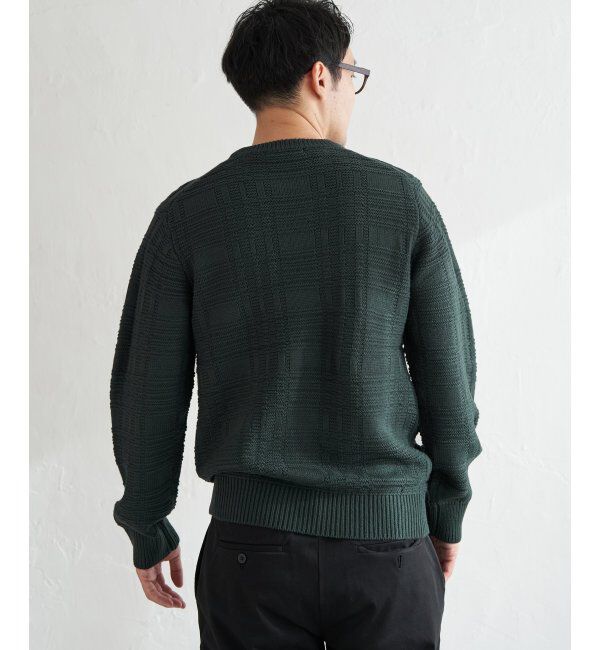 ikka「ジャカードチェックニット」|プルオーバー|