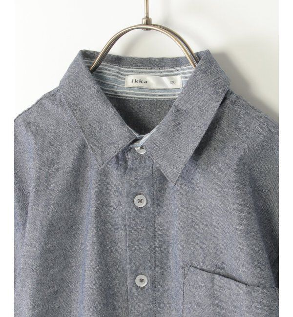 ikka kids「【親子おそろい】シャンブレー5分袖シャツ（120~160cm）」|シャツ・ブラウス|