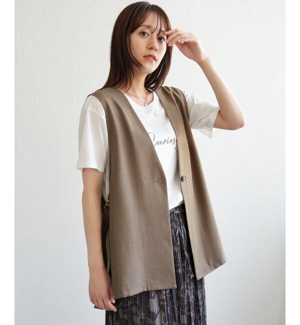 ikka「ドライタッチサイドスリットジレ」|ダウンベスト・ベスト|