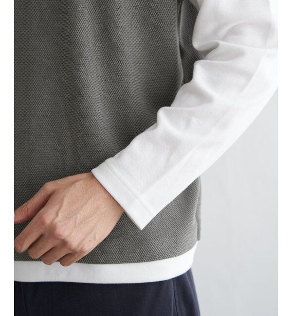 ikka「モール鹿の子フェイクベストロンT」|Tシャツ・カットソー|