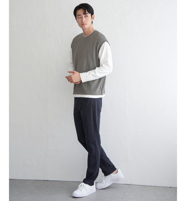 ikka「モール鹿の子フェイクベストロンT」|Tシャツ・カットソー|