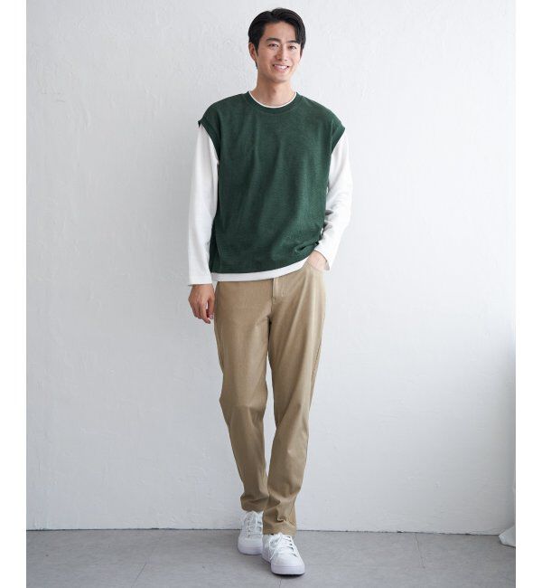 ikka「モール鹿の子フェイクベストロンT」|Tシャツ・カットソー|