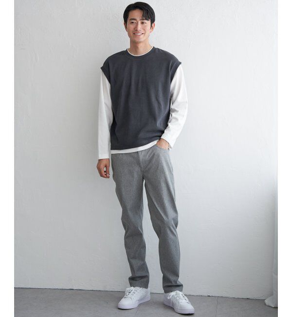 ikka「モール鹿の子フェイクベストロンT」|Tシャツ・カットソー|