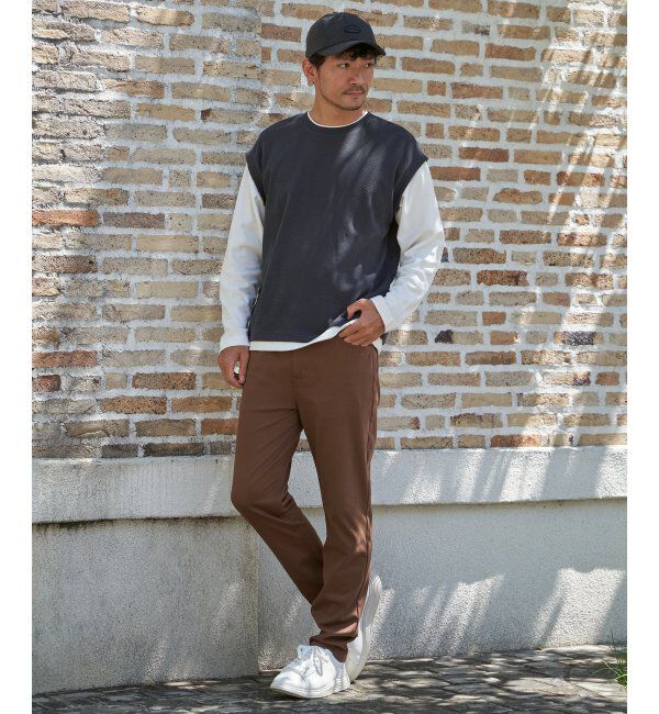 ikka「モール鹿の子フェイクベストロンT」|Tシャツ・カットソー|