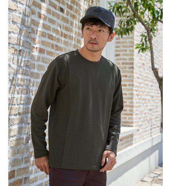 ikka「フクレジャカード切り替えロンT」|Tシャツ・カットソー|カーキ