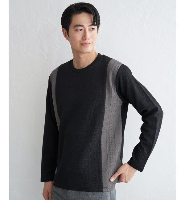 ikka「フクレジャカード切り替えロンT」|Tシャツ・カットソー|