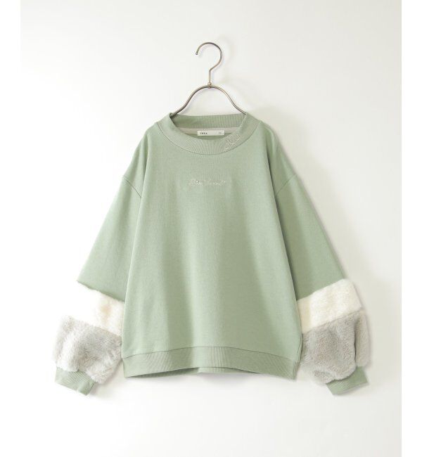 ikka kids「袖ファー刺繍ラインストーンプルオーバー（120~160cm）」|Tシャツ・カットソー|