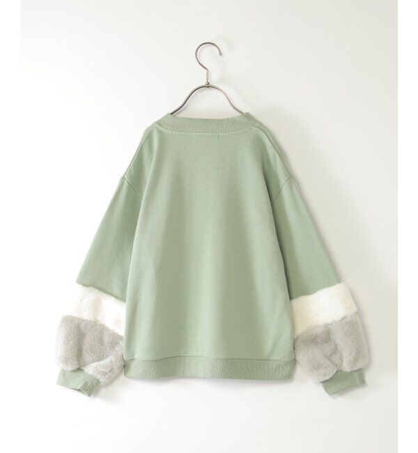 ikka kids「袖ファー刺繍ラインストーンプルオーバー（120~160cm）」|Tシャツ・カットソー|