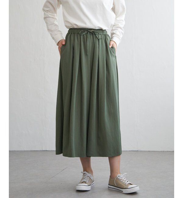 ikka「ビンテージツイルタックスカーチョ」|その他|オリーブ