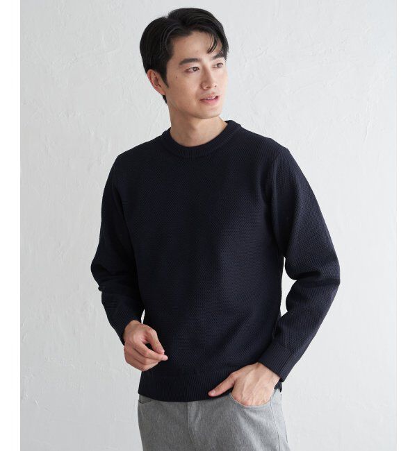 ikka「GOKU楽ニット鹿の子クルー」|プルオーバー|