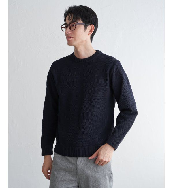 ikka「GOKU楽ニット鹿の子クルー」|プルオーバー|