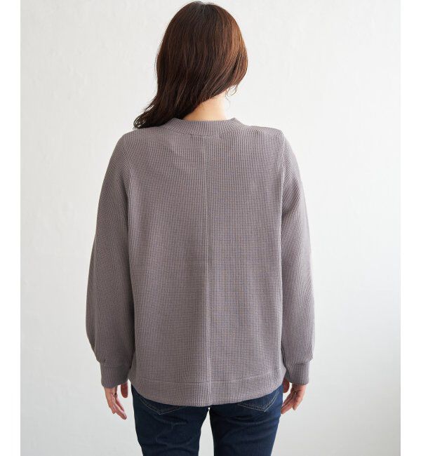 ikka「ラメワッフル裾リングドットプルオーバー」|その他|