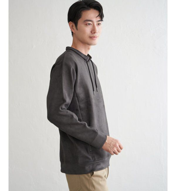 ikka「GOKU楽スエードジップルーイカラー」|パーカー|