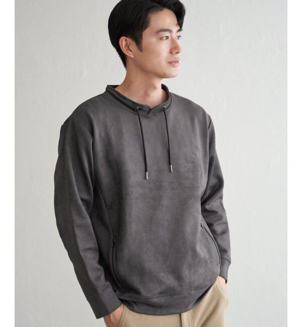 ikka「GOKU楽スエードジップルーイカラー」|パーカー|