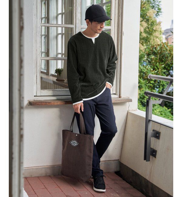 ikka「カットコールキーネックフェイクプルオーバー」|パーカー|