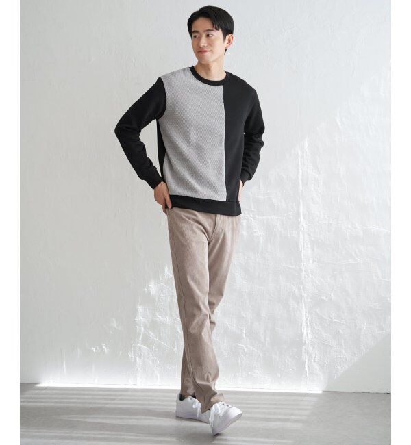 ikka「モール切り替え裏起毛プルオーバー」|パーカー|