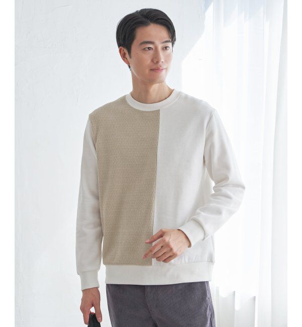 ikka「モール切り替え裏起毛プルオーバー」|パーカー|