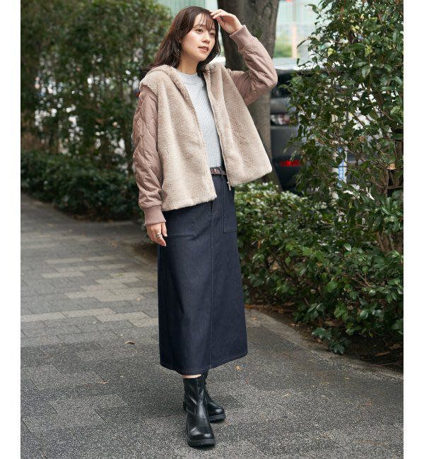 ikka「ボンディングベイカースカート」|スカート|