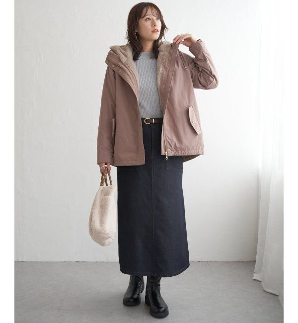 ikka「ボンディングベイカースカート」|スカート|