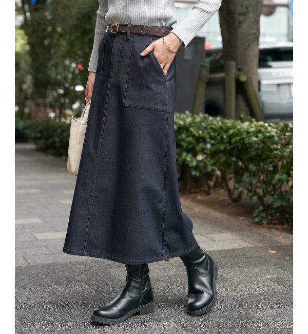 ikka「ボンディングベイカースカート」|スカート|