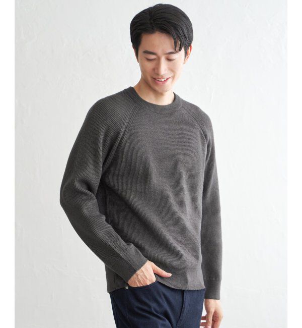 ikka「ウォッシャブル畦クルーネックニット」|プルオーバー|