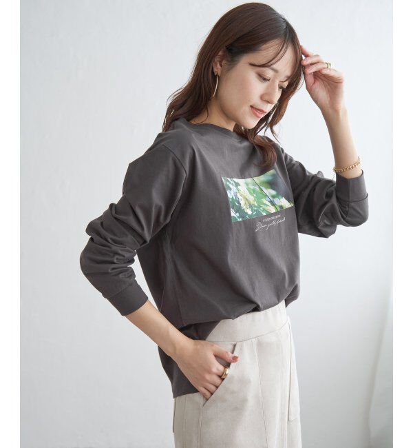 ikka「ロゴフォトプリントスウェットTシャツ」|Tシャツ・カットソー|チャコール