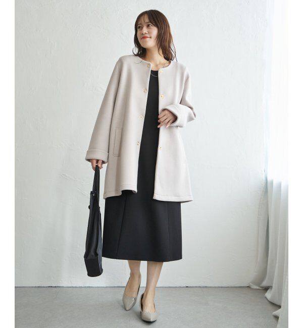 IKKA LOUNGE「カットジョーゼットウエストタブワンピース」|ドレス|