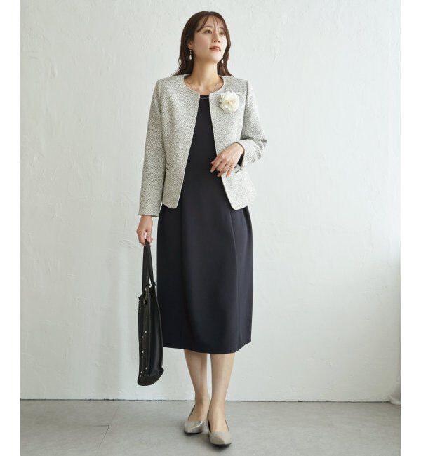 IKKA LOUNGE「カットジョーゼットウエストタブワンピース」|ドレス|