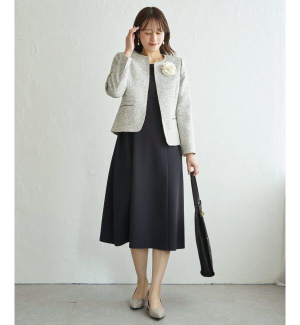 IKKA LOUNGE「カットジョーゼットウエストタブワンピース」|ドレス|