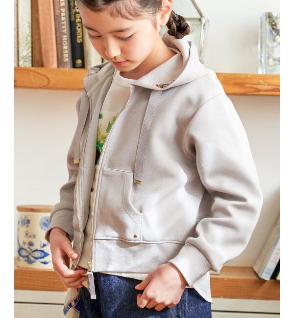ikka kids「ダンボール裾レイヤージップパーカー（120~160cm）」|Tシャツ・カットソー|