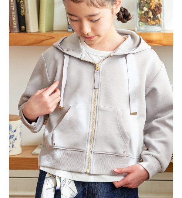 ikka kids「ダンボール裾レイヤージップパーカー（120~160cm）」|Tシャツ・カットソー|