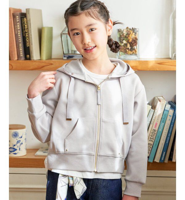 ikka kids「ダンボール裾レイヤージップパーカー（120~160cm）」|Tシャツ・カットソー|