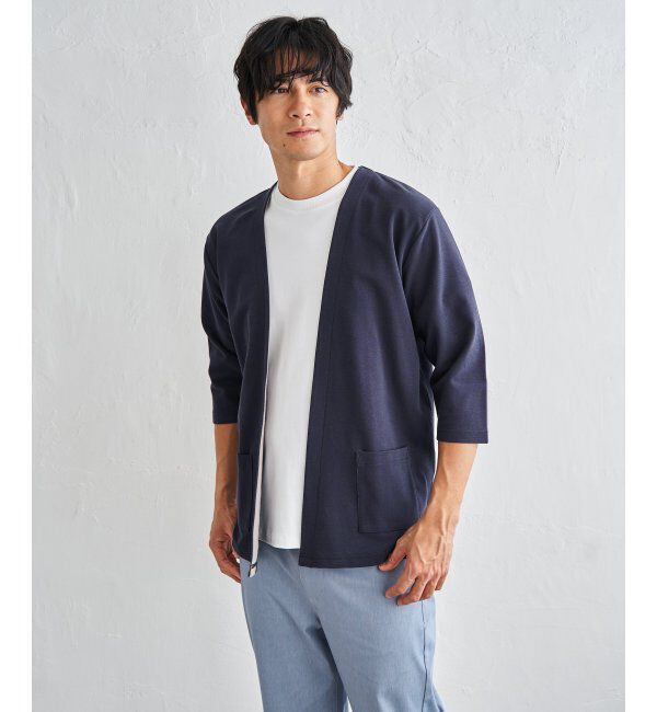 ikka「【抗菌防臭】GOKU楽冷感7分袖カーディガン」|カーディガン|ネイビーブルー