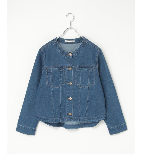 ikka「【雑誌InRed4月号掲載】ストレッチデニムノーカラーシャウター【親子コーデ】」|ノーカラーコート|