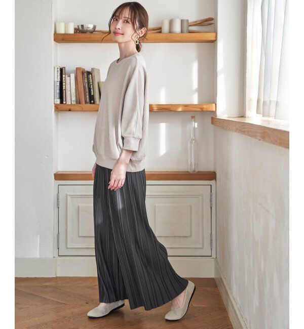 ikka「【雑誌InRed4月号掲載】カットプリーツワイドパンツ【親子コーデ】」|キュロット|