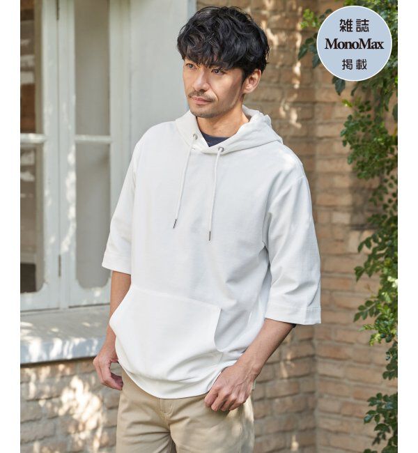 ikka「【雑誌MonoMax4月号掲載】GOKU楽冷感2WAYパーカ「小泉孝太郎さん着用モデル」」|Tシャツ・カットソー|ホワイト