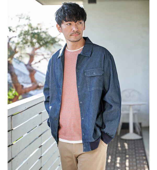 ikka「メッシュデニムシャルゾン」|ブルゾン・スタジャン|