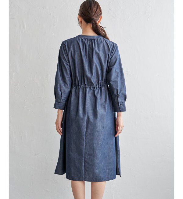 ikka「バンドカラーウエストドロストＯＰ」|ワンピース|