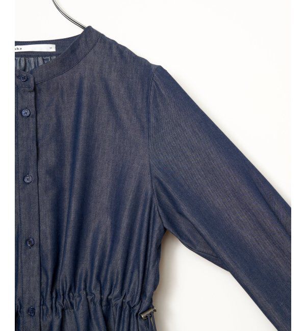 ikka「バンドカラーウエストドロストＯＰ」|ワンピース|