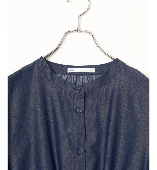 ikka「バンドカラーウエストドロストＯＰ」|ワンピース|