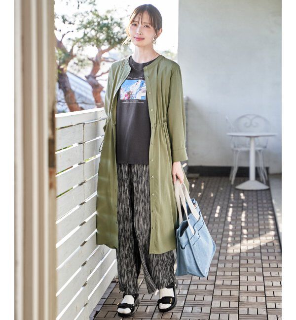 ikka「バンドカラーウエストドロストＯＰ」|ワンピース|