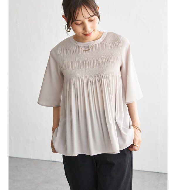 ikka「マジョリカ3段プリーツブラウス」|シャツ・ブラウス|ライトグレー